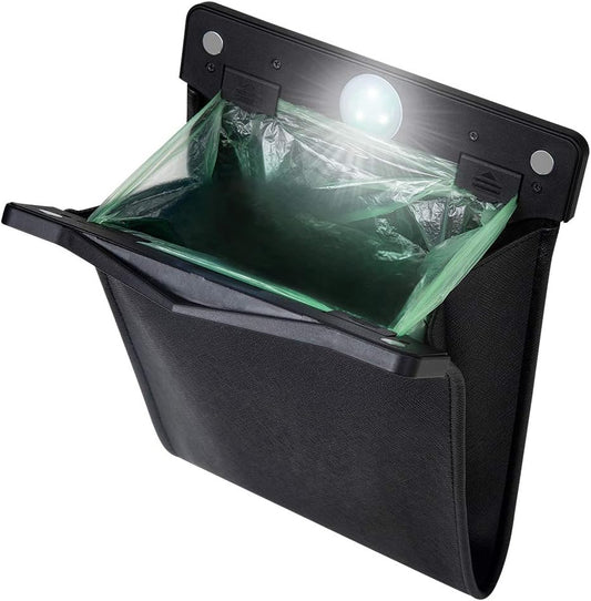 Smart LED Car Trash Can, Garbage Bag Passenger Side Back Seat Hanging