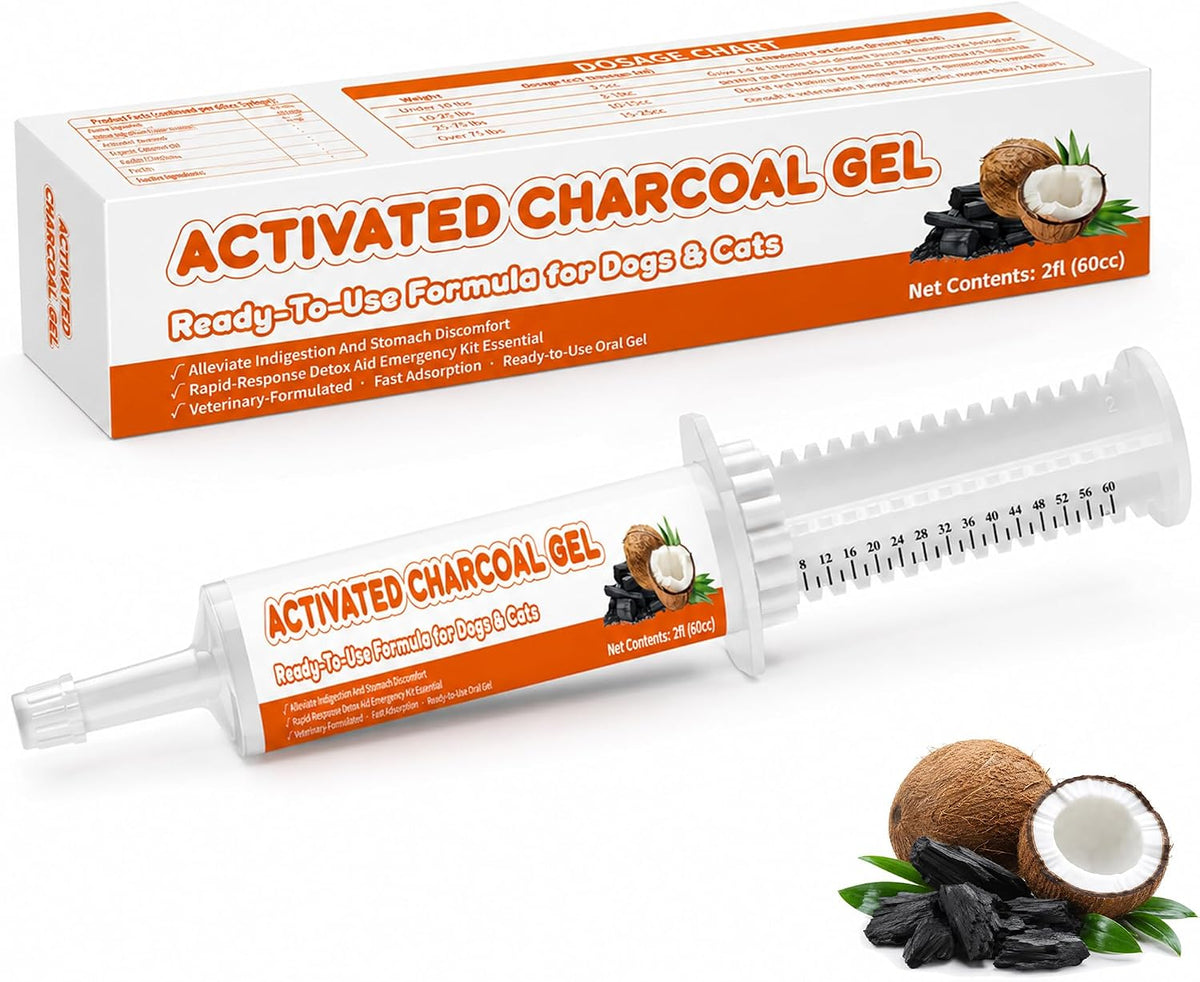 Activated Charcoal for Dogs & Cats, Activated Charcoal First Aid Kit Emergency Rescue, Toxin Absorber for Dogs, Cats, Pet Poison Kit, Upset Stomach Fast Acting