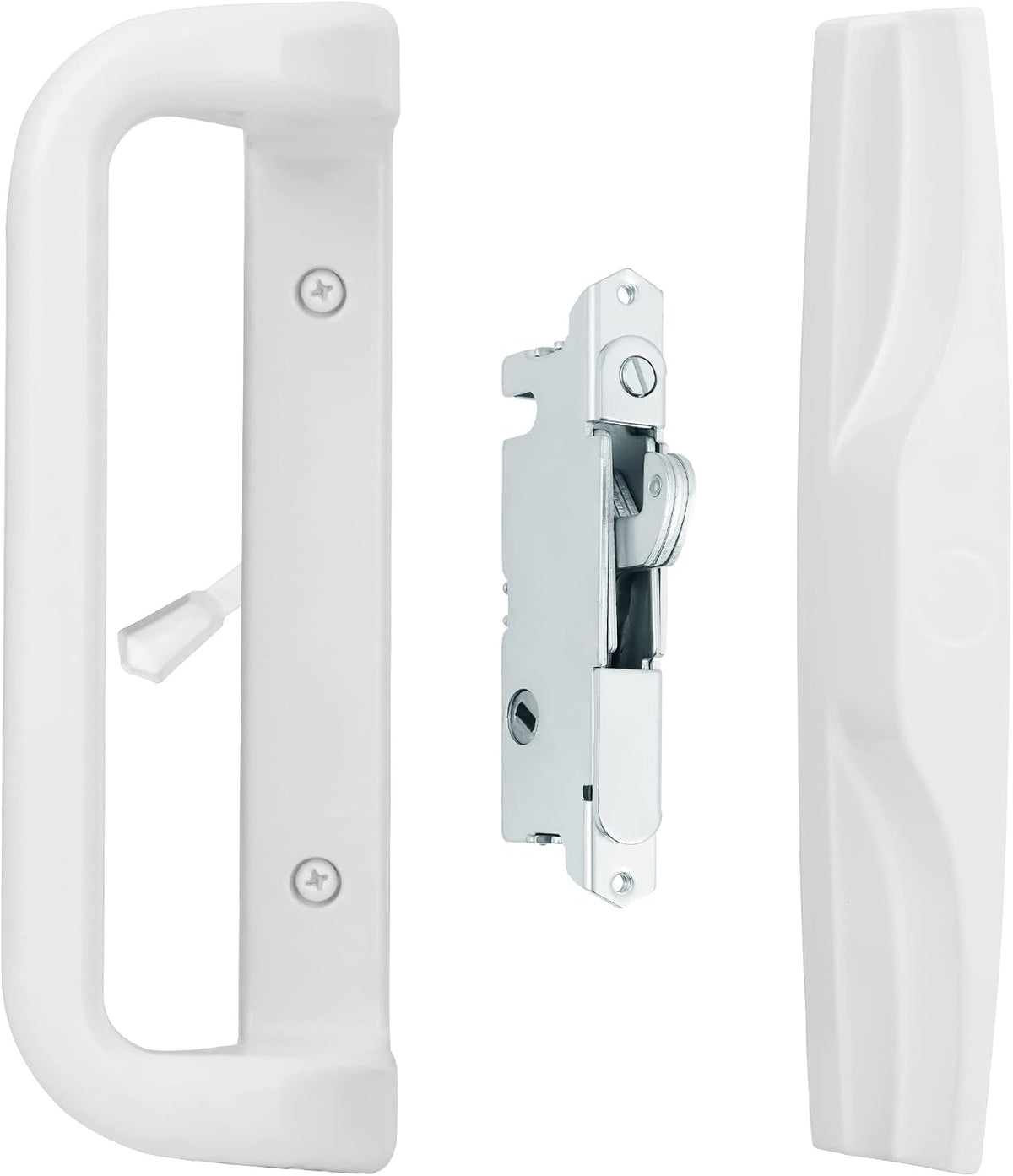 House Guard White Patio Door Handle Set with Mortise Lock,Suitable for Replacement Sliding Patio Doors Lock 3-15/16”Screw Hole Spacing.Choices That Add a Unique to Your Patio Glass Sliding Door.
