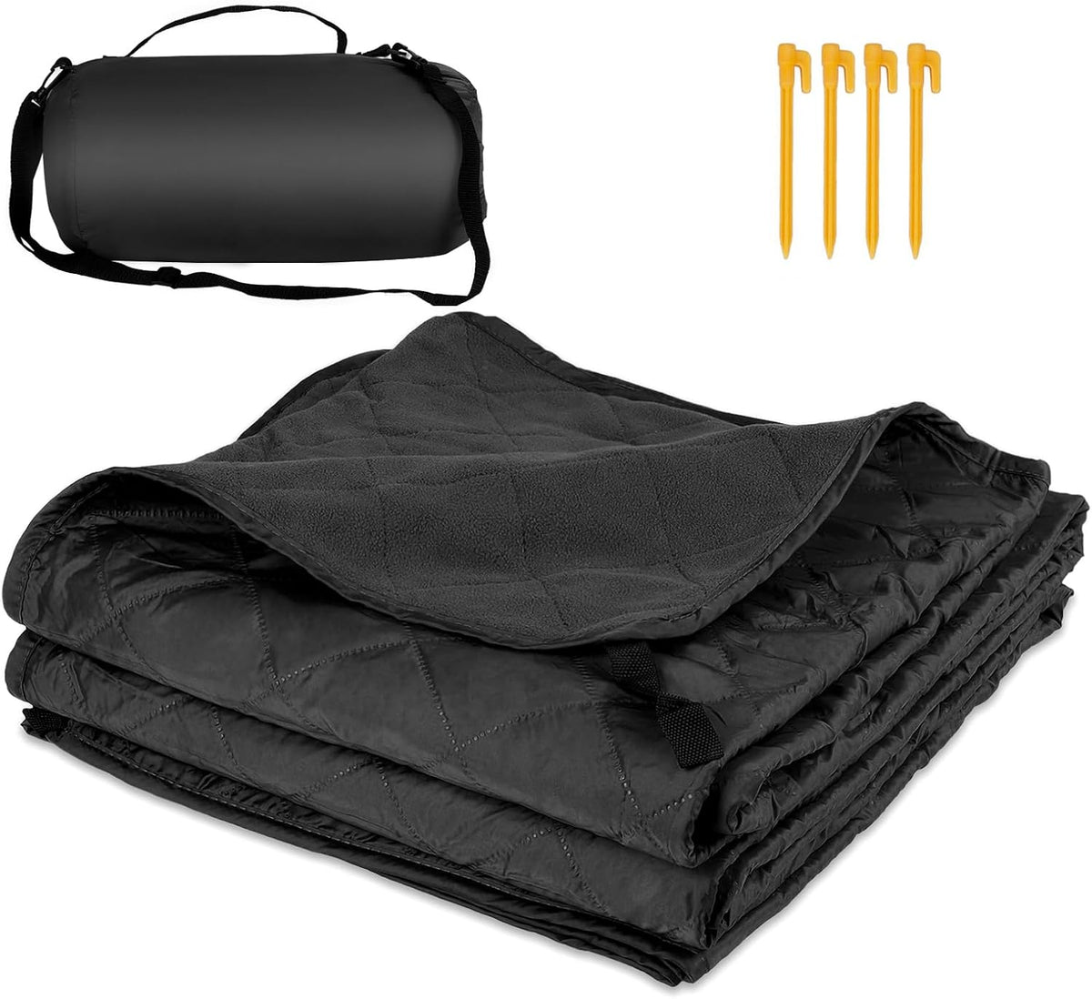 Waterproof Outdoor Blanket 87" X 67" , Sherpa Fleece Lined, 4 Ground Stakes
