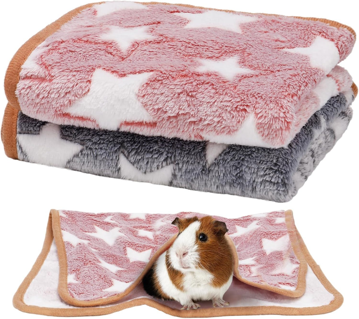 Alphatool Guinea Pig Blankets, 2 Pack Warm Soft Coral Fleece, 24" X 16"