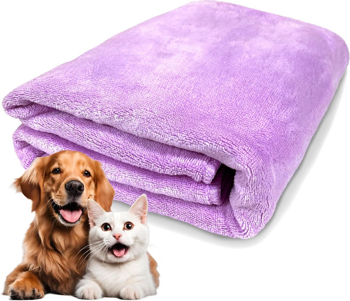 Quick Dry Microfiber Dog Towel, Purple, L