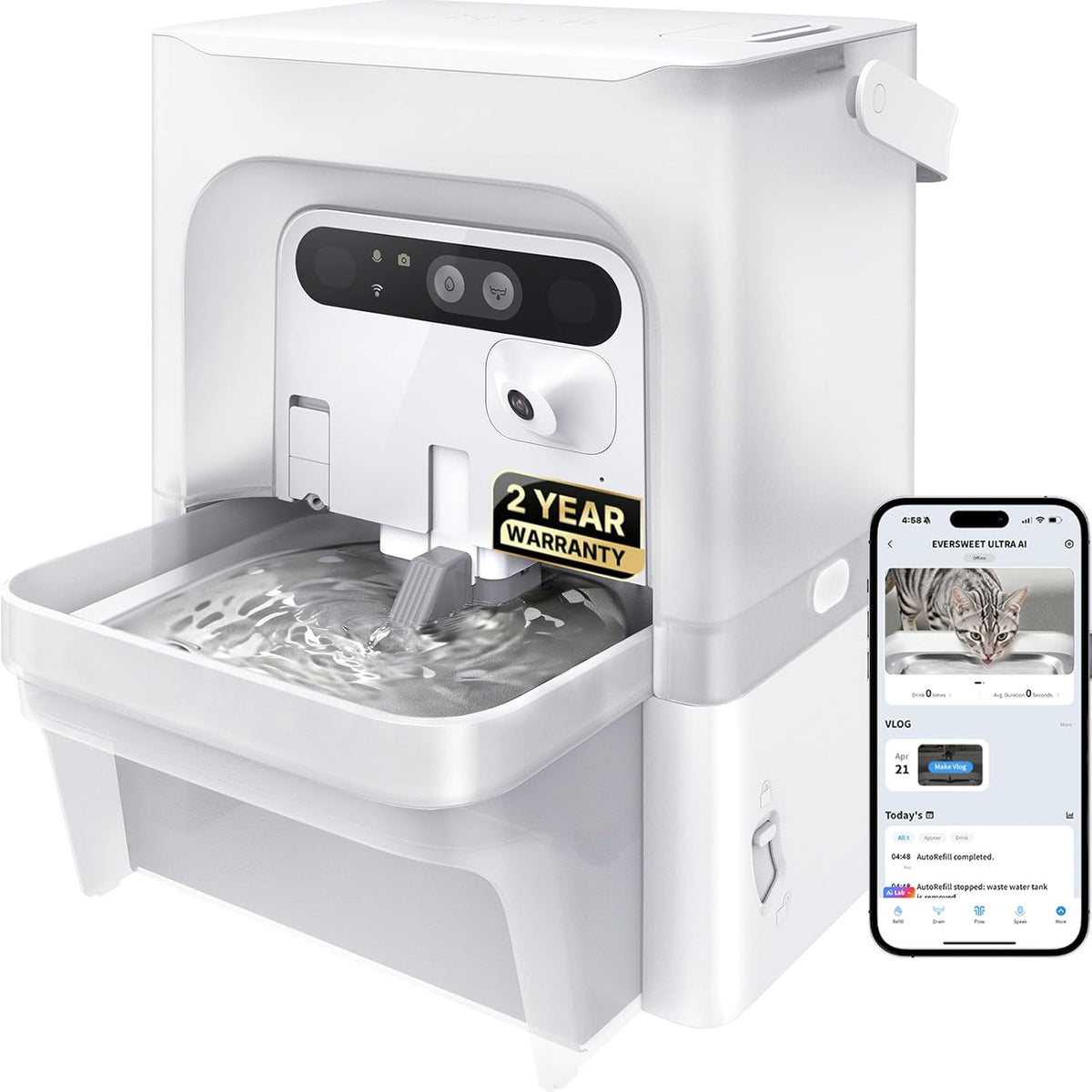 PETKIT Eversweet Ultra Cat Water Fountain with AI Camera, Filterless