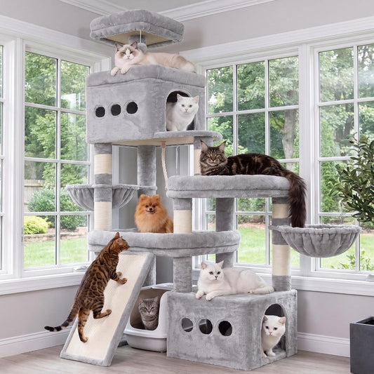 Heybly Cat Tree 72.4-Inch Anti-Tip Cat Tower with Spacious Perches HCT060G