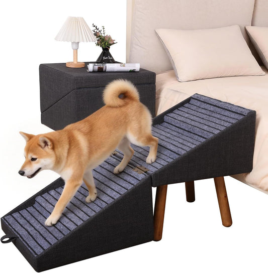 ZOMISIA Dog Ramp for High Beds with Tunnel, 29" H 6 Steps for Large Dog