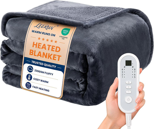 Soft Heated Blanket Full: Fluffy 220GSM Flannel and Sherpa Cozy Warm