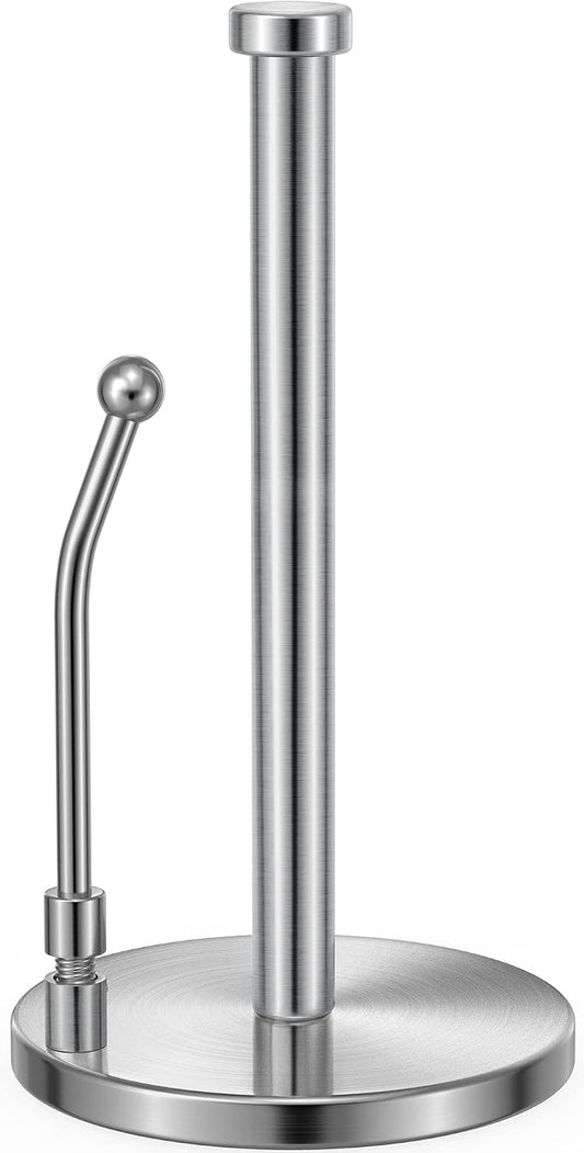 SMARTAKE Paper Towel Holder Countertop, Non-Slip Weighted Base, Silver