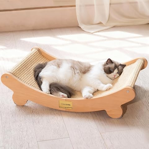 ZOMISIA 26'' Cardboard Cat Scratcher Bed for Indoor Cats, 2PCS, Brown