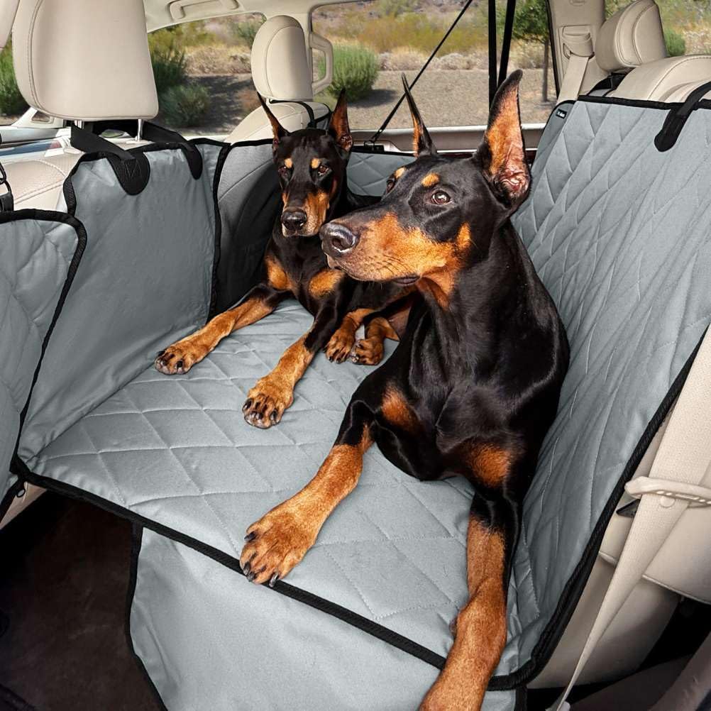 4Knines Back Seat Extender for Dogs Hard Bottom W/Ez Door Guard Grey Reg