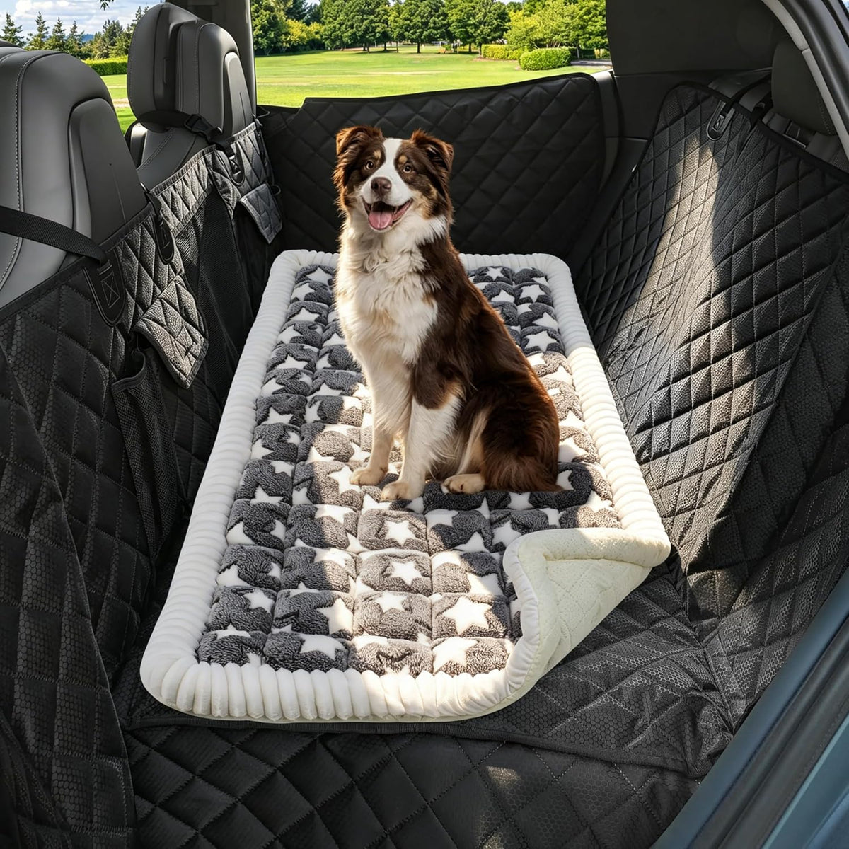 3.5" Thick Plush Dog Bed Mat for Car Back Seat, Non-Slip Pet Travel Bed