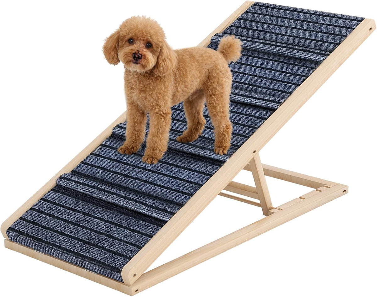 Adjustable Wooden Dog Ramp for Small & Medium Dogs, 39.4" Long X 15.8" Wide