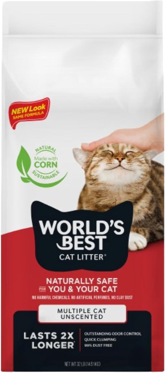 World'S Best Cat Litter, Multiple Cat, Unscented, Odor Control, 15 Lb Bag
