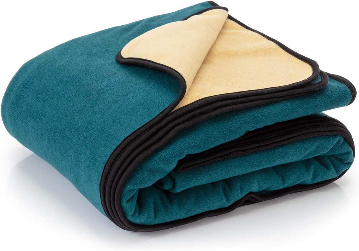 Waterproof Blanket Large – Soft and Cozy Leakproof Waterproof Throw Blanket against Accidents, Water Proof & Stain Resistant Easy to Clean Throw Blanket Cover, Reversible Blue/Beige 80”X90”