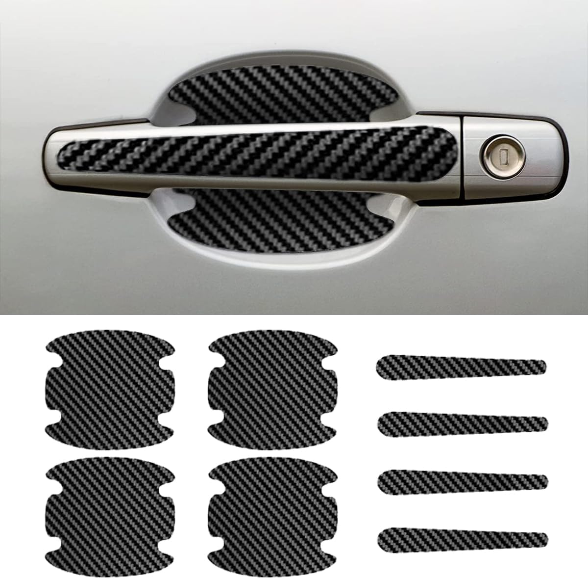GLSOWEE 8PCS Carbon Fiber Car Door Handle Cup Scratch Protectors, Black