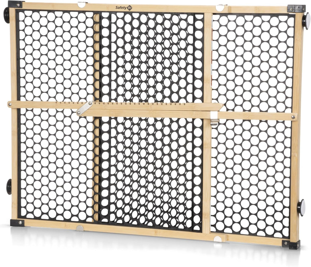 Safety 1St Bamboo Baby Gate for Doorways, No Drill Easy Install, Dog Gates, Fits 28"-42", 24" High, Bamboo and Black
