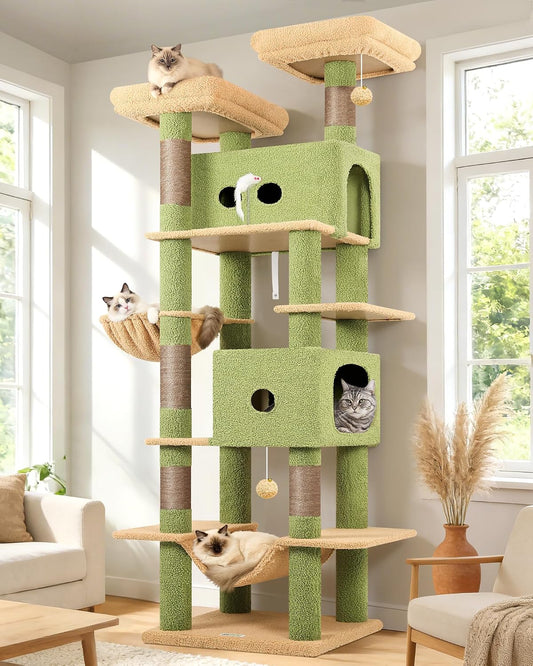 Globlazer 80In Cactus Cat Tree Tower for Indoor Large Cats, S80B, Green