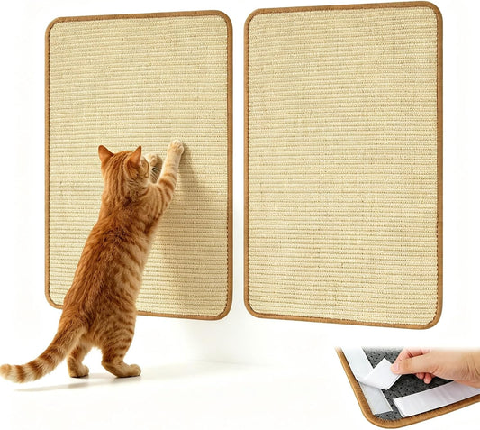 Cat Scratcher for Couch, Cat Scratching Mat Furniture Protector, 2 Pack 23.6" X 15.7" Sisal Cat Scratch Pad with Catnip, Natural Sisal Scratching Board for Indoor Cats, Natural Color