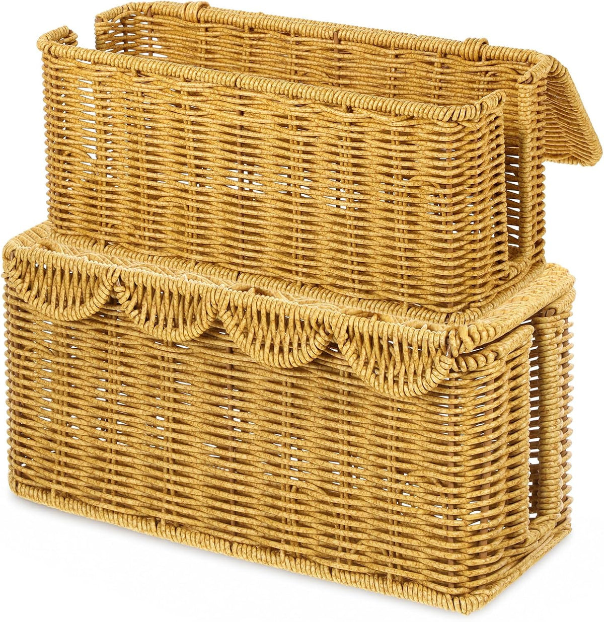 2PCS Cable Management Box, Handmade Rattan Cable Organizer Cord Basket