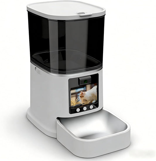 Automatic Pet Feeder with 4.1" Screen and 2K Camera, 2.4G and 5G Wifi Connection Cat Feeder, Automatic Feeder for Cat and Dog with Night Vision
