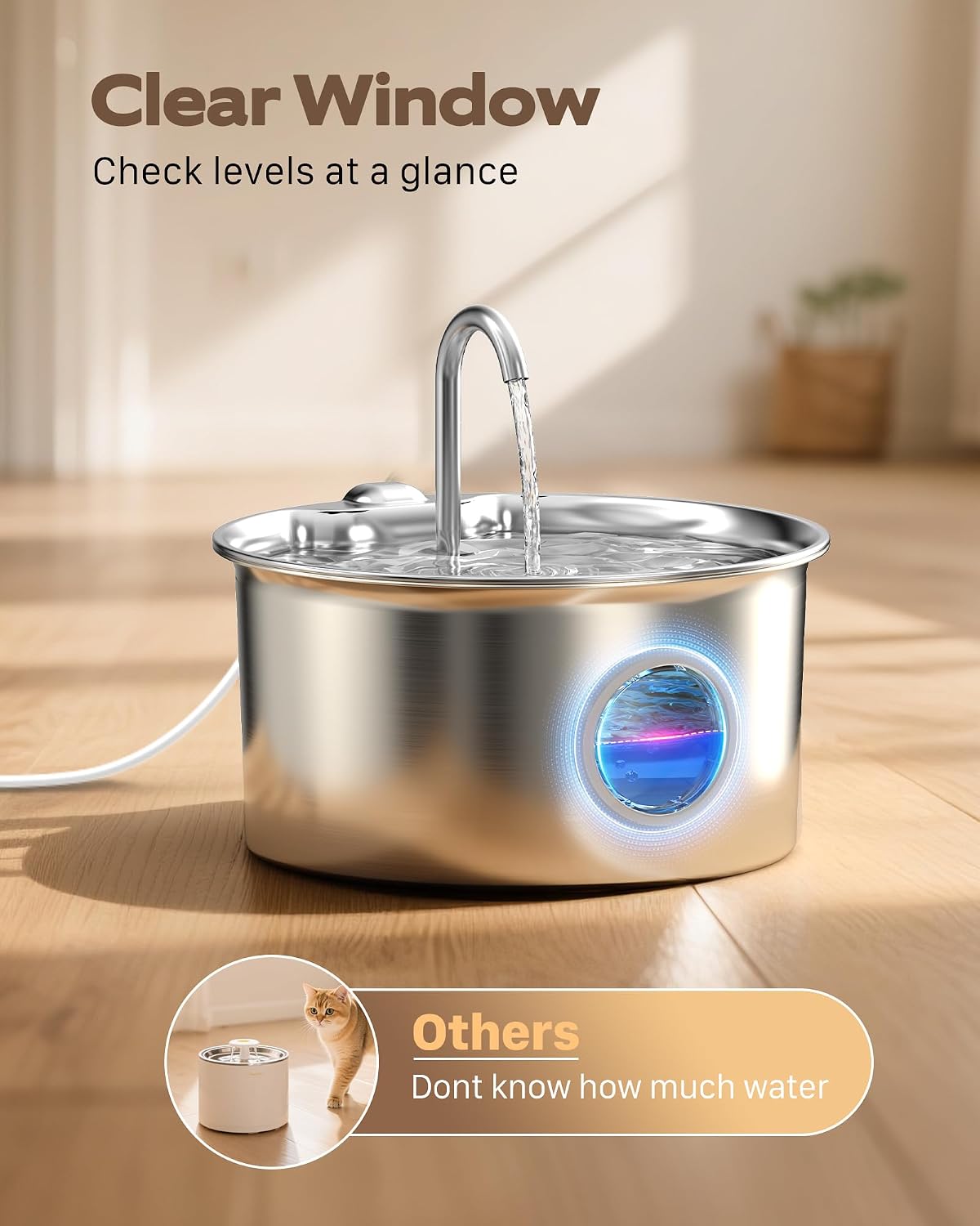 Pet Water Fountain Stainless Steel: 8 Filters + 8 Sponges Cat Fountains
