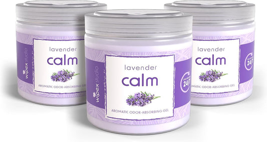 Wipex Odor Absorbing Gel Jar - Lavender, 15 Oz - Odor Eliminator for Home, Effective Odor Absorber, Long-Lasting Freshness, Ideal for Rooms, Offices, & Yoga Studios, 3Pk