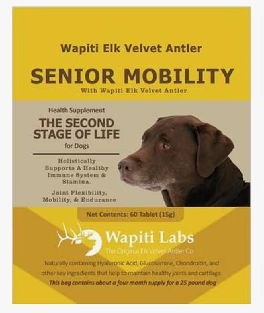 60 Count Senior Dog Mobility with Elk Velvet Antler Tablets