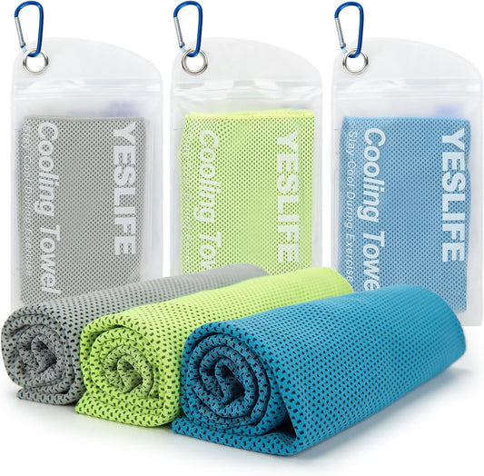 YESLIFE 3 Pack Cooling Towels for Neck and Face (40"X12"), Gym Sweat Towels, Cooling Neck Wraps, Microfiber Towels for Yoga, Running, Sport, Workout