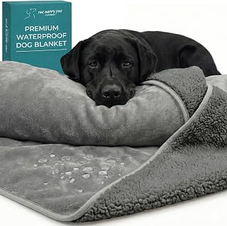 Waterproof Dog Blanket Washable – Leakproof XXL Dog Blanket for Bed, Sectional & Large Couch, Reversible - Gray Microfiber & Gray Sherpa Fleece, 60X79 Inches.