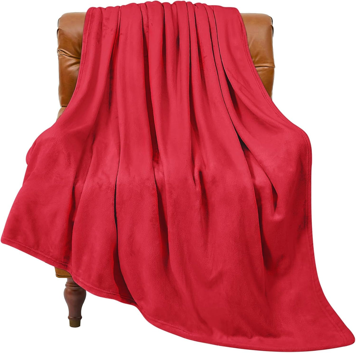 Red Fleece Plush Throw Blanket 50"X60"For Couch Sofa Fuzzy Cozy Flannel