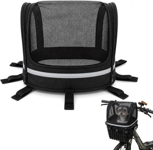 ANZOME Dog Bike Basket Cover, Mesh Pet Carrier Cover, Fits up to 13 X 10 In
