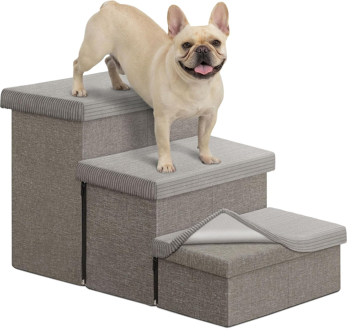 Zerbuger Dog Stairs Non-Slip Storage, Grey Dog Ramp with No Condo for Bed