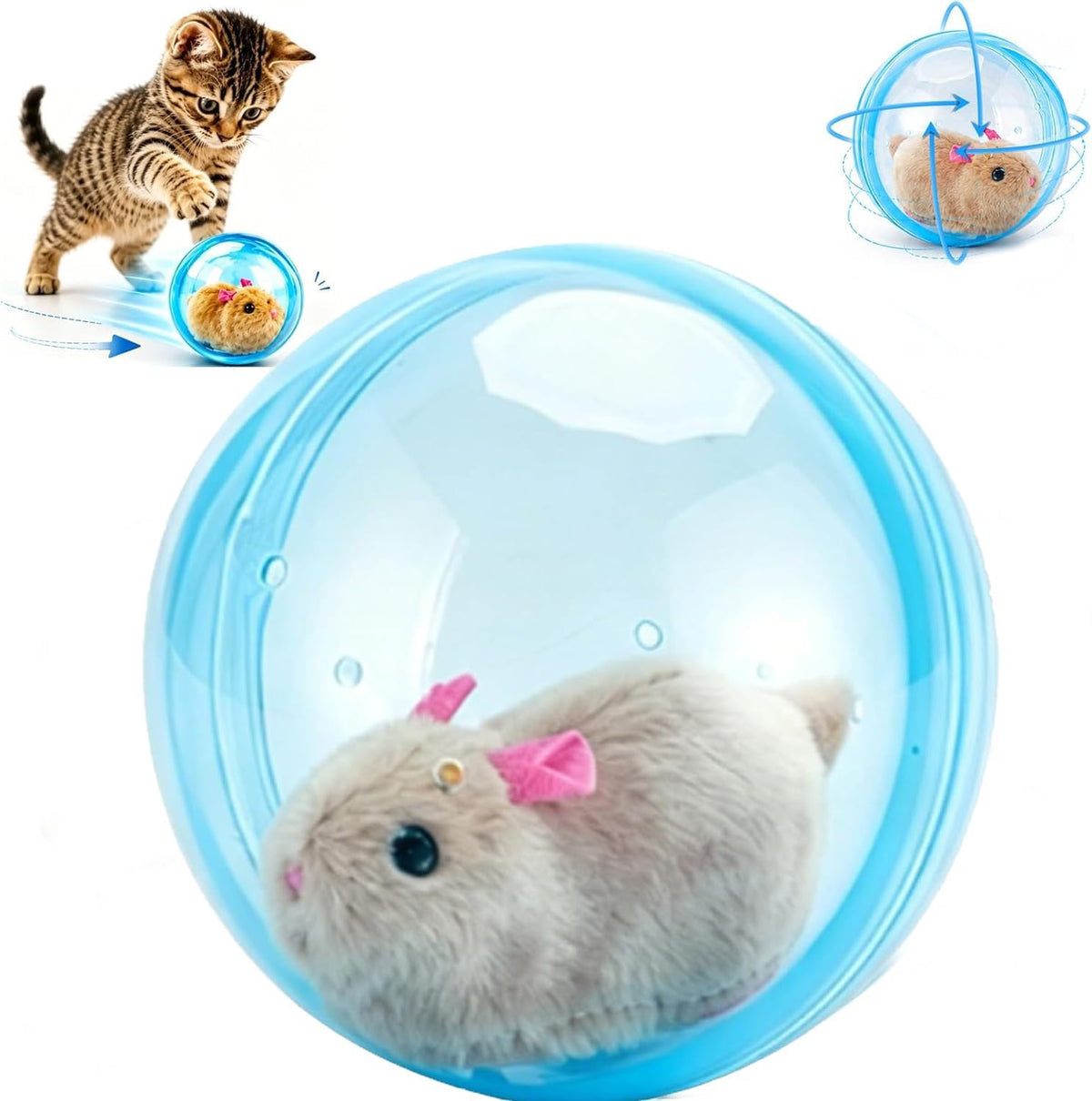2026 New Self-Rolling Interactive Cat Ball Realistic Animal Automatic Moving Rolling Cat Ball 360° Rolling Spin Moving Cat Ball Fun Indoor Interactive Pet Ball for Cats Dogs Chasing