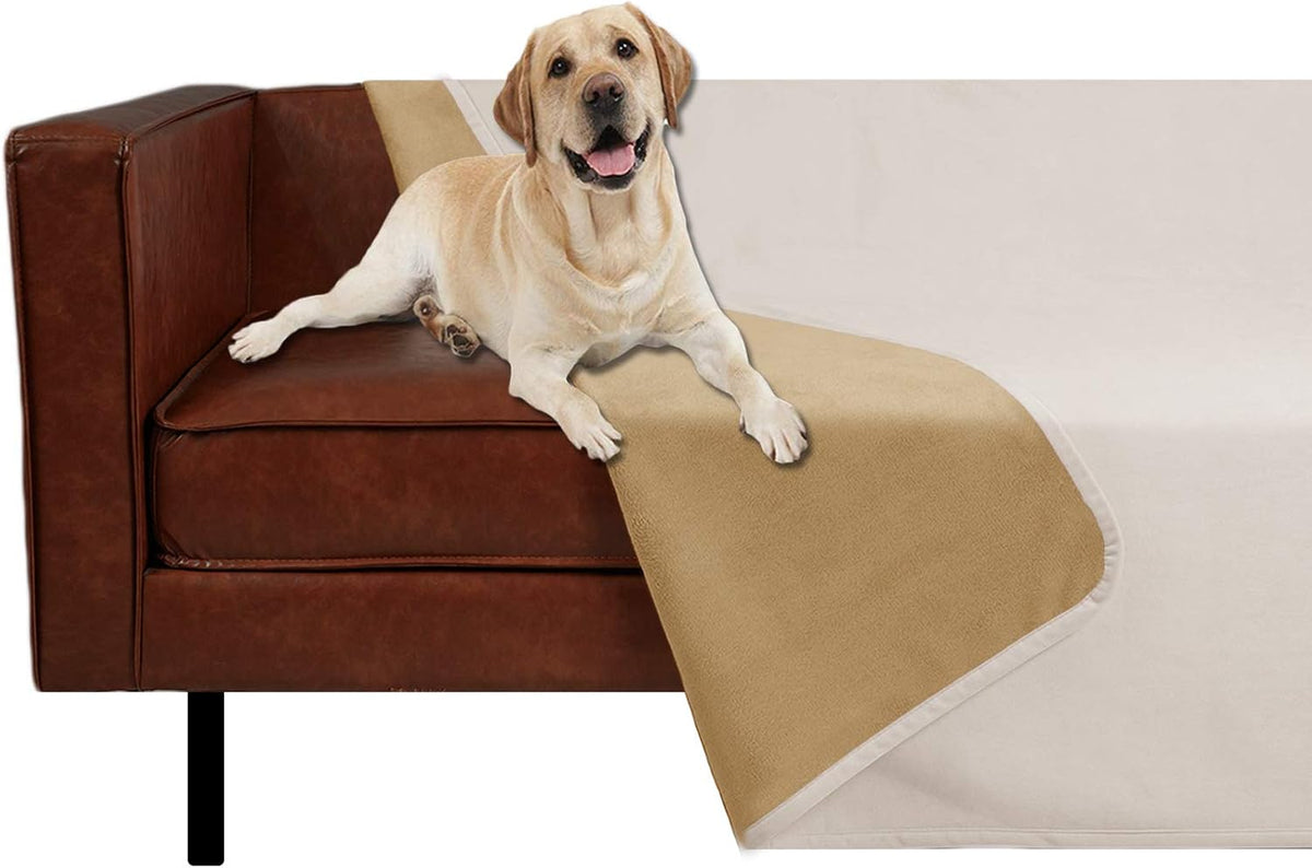 Ameritex Pet Bed Blanket Reversible 100% Waterproof Velvet Super Soft for Sofa and Bed (52X82 Inches, Light Grey+Grey)