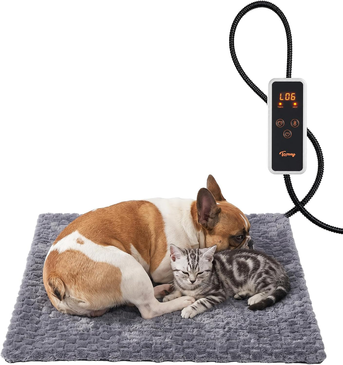Toozey Pet Heating Pad, Heated Pet Mat, 6 Heat Settings, Timer, 28 X 20 In