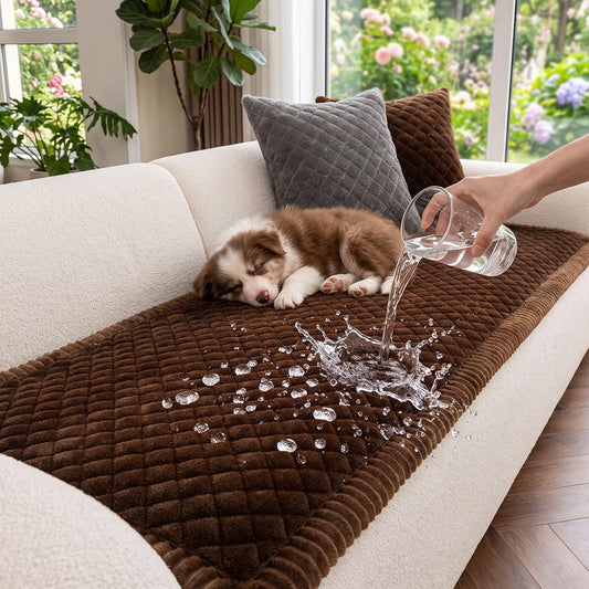 FUNNY FUZZY Dog Couch Bed, Calming Luxurious Dog Sofa Bed Cover Washable