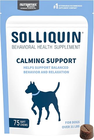 Nutramax Solliquin Calming Support Supplement for Dogs, Soft Chews, 75Ct