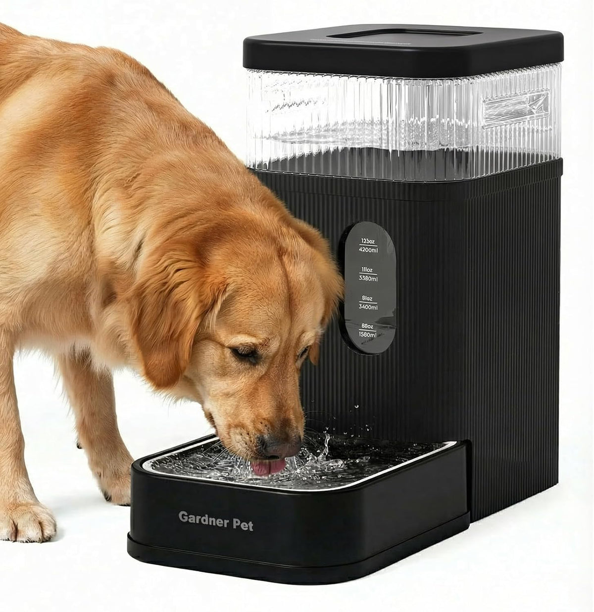 2.2 Gallon Pet Automatic Dog Water Dispenser Cat Gravity Waterer Feeder with Stainless Steel Bowl 8L Large Capacity Puppy Feeding Raised Bowls with Filter,Ice Pack (Charcoal Gray, 8L(2.2 Gallon))