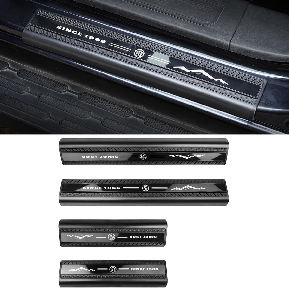 4PCS Door Sill Guard Protector for Ford Bronco Offroad 4 Door 2021-2026 Accessories, anti Scratch Front and Rear Door Edge Guards Scuff Plate Threshold with 1966 Pattern Paying Tribute 60Th