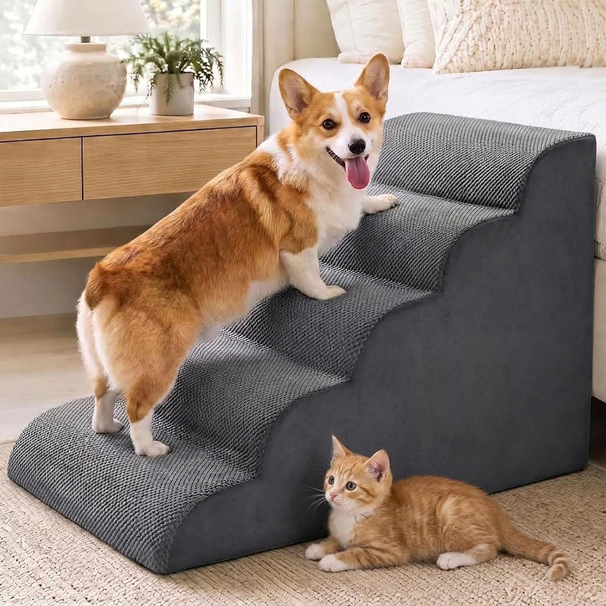 5-Step Dog Stairs for Large Dogs and Cats, 22In H Dog Steps