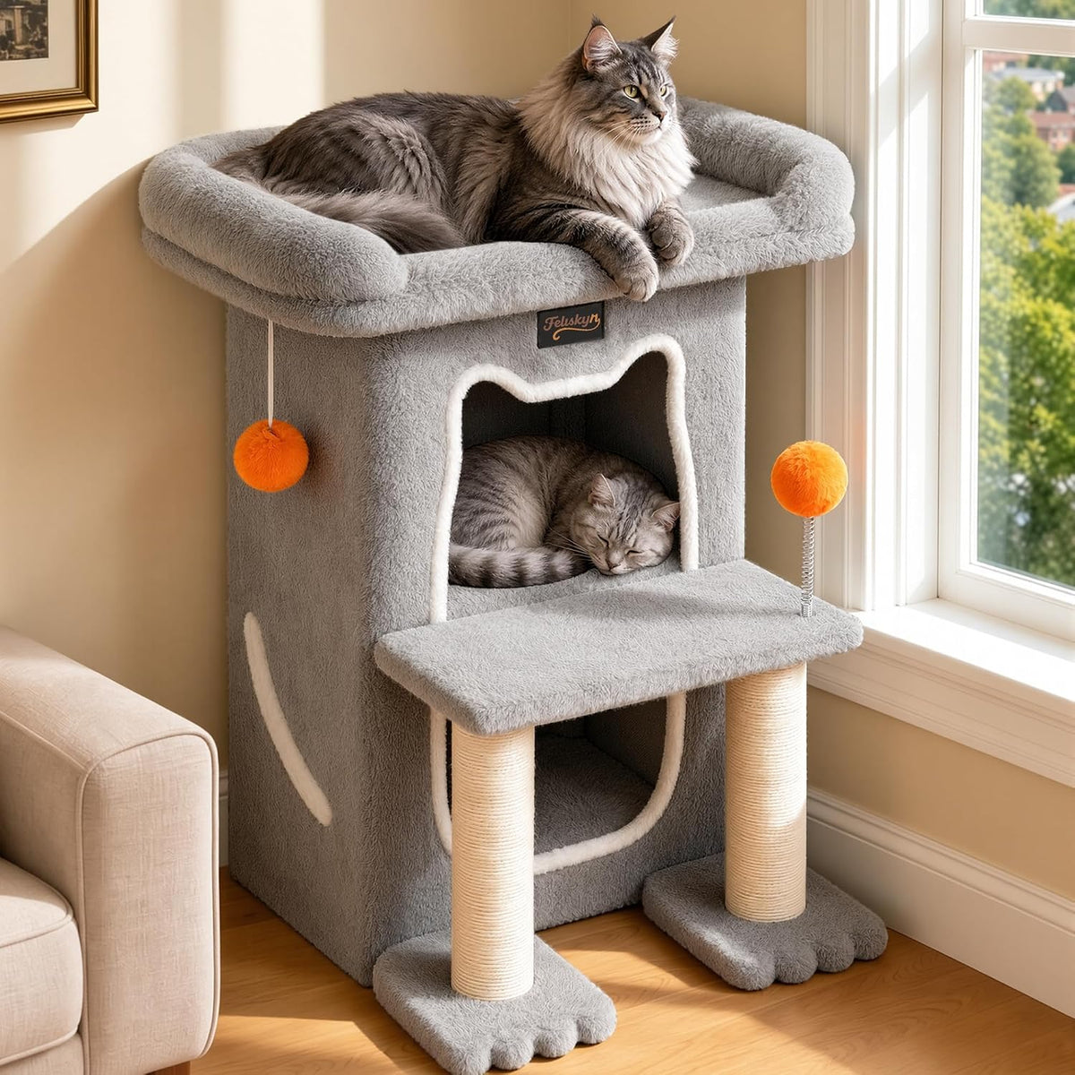 Small Cat Tree Tower Scratching Post for Indoor Cats Large Adult