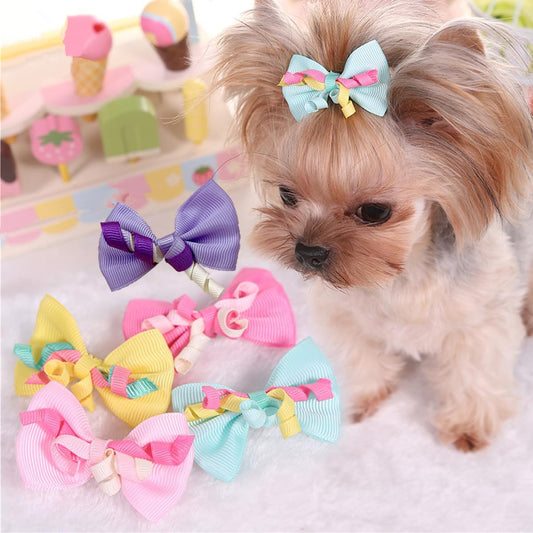 10Pcs Dogs Hair Accessories Bows, Pet Hairstyles for Puppy Cat Cosplay Grooming Dog Pet Hair Clips Maltese Dog,Yorkie Teddy Dog Hair Accessories Daily