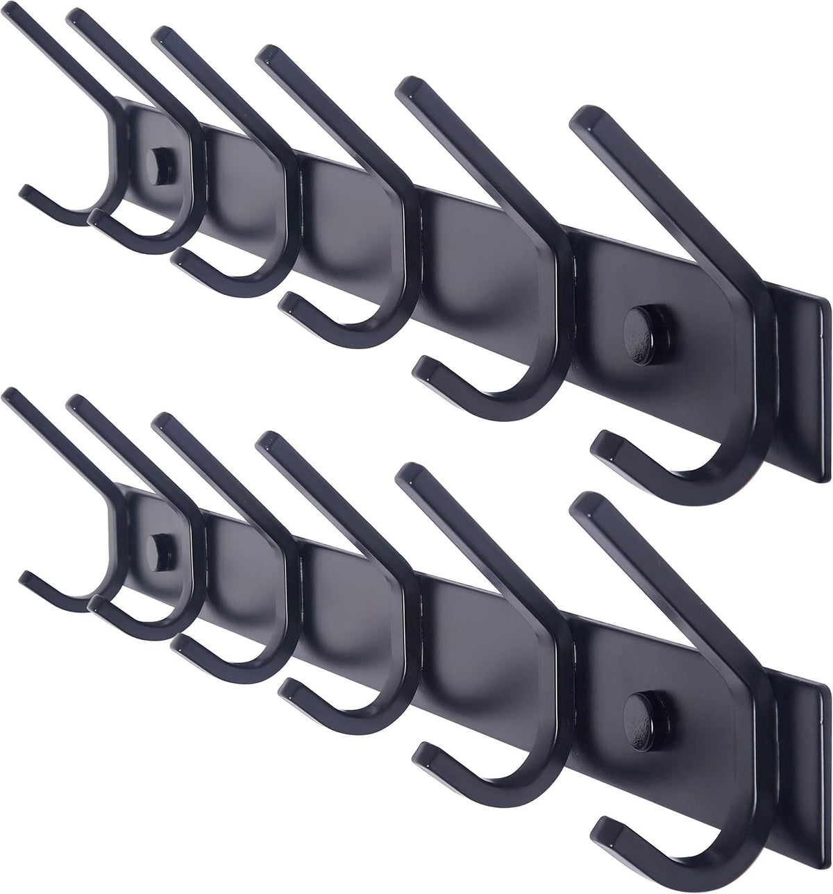 WEBI Coat Rack Wall Mounted,17-1/8 Inch Hooks for Hanging Coats,Heavy Duty Metal Hook Rail with 6 Double Dual Hooks Hanger Wall Mount for Purse Clothes Jacket Backpack Entryway,Black
