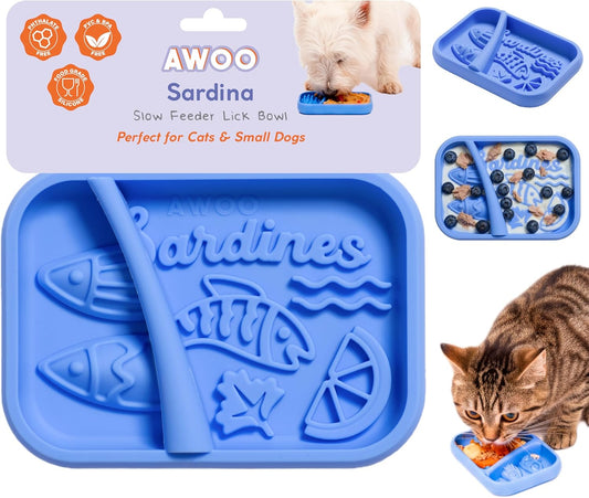 2Pcs Silicone Slow Feeder Cat Bowl,Puzzle Feeder,Interactive Toys,Slow Feeding Cat Bowl Suitable for All Dry and Wet Foods,Easy to Clean Silicone Bowls(Blue and Green)