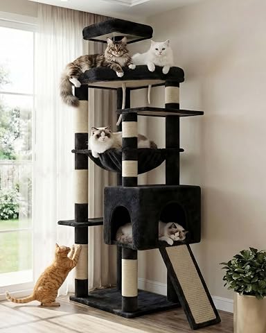 Heybly 64.2" Heavy-Duty Cat Tree for Large Cats with Wide Base HCT027G