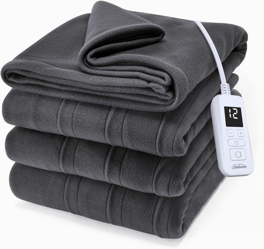 Sunbeam Royal Ultra Fleece Heated Blanket Dark Gray Full 84 X 72 In