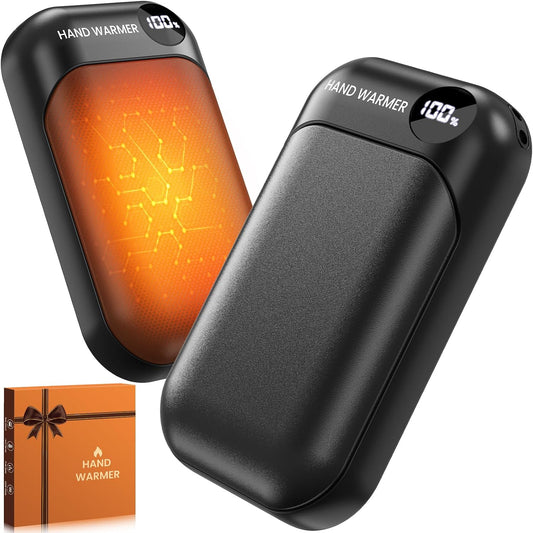 Hand Warmers Rechargeable 2 Pack, 4-Levels 104°F to 131°F Electric Hand Warmers with 6000Mah Battery, Digital Display, Certified Safe, Portable Pocket Hand Warmer for Fishing, Hunting, Golf, Camping