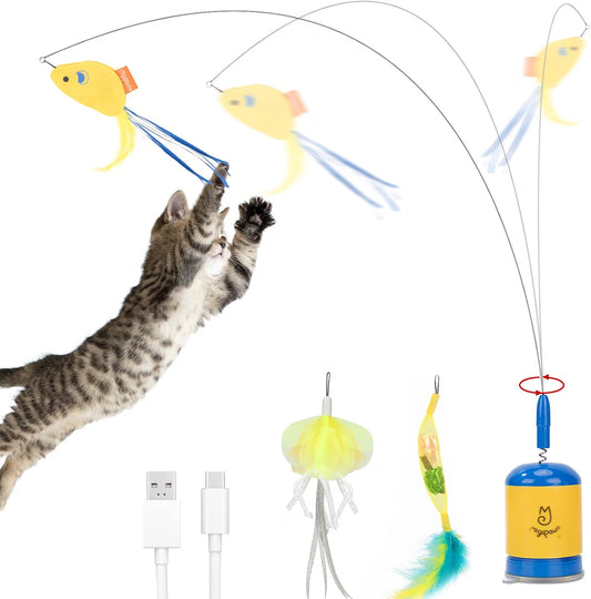 Interactive Dog Cat Toy Ball, Upgraded Rechargable Rolling Pet Ball with 2 Tails, Smart Automatic Moving Toy for Bored Indoor Kitty Puppy -Pink