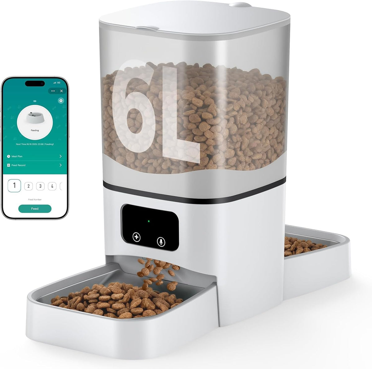 Automatic Cat Feeder for 2 Cats, Precise Portion Control, 6L Large Capacity