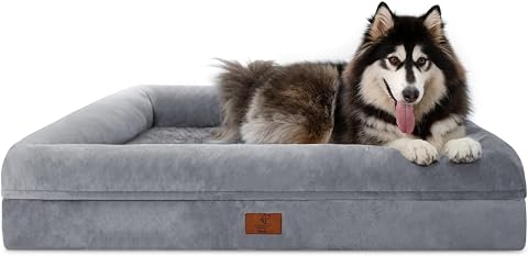 JOEJOY Rectangle Dog Bed for Large Medium Small Dogs - Washable Orthopedic Sofa Bed, Soft Breathable Puppy & Pet Cuddler, Durable Calming Dog Bed with Anti-Slip Bottom, Multiple Sizes, Beige