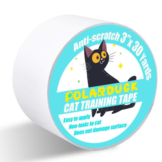 Polarduck anti Cat Scratch Tape: 4 Inches X 30 Yards Cat Training Tape 100% Transparent Clear Double Sided Cat Scratch Deterrent Tape Furniture Protector for Couch, Carpet, Doors, Pet & Kid Safe
